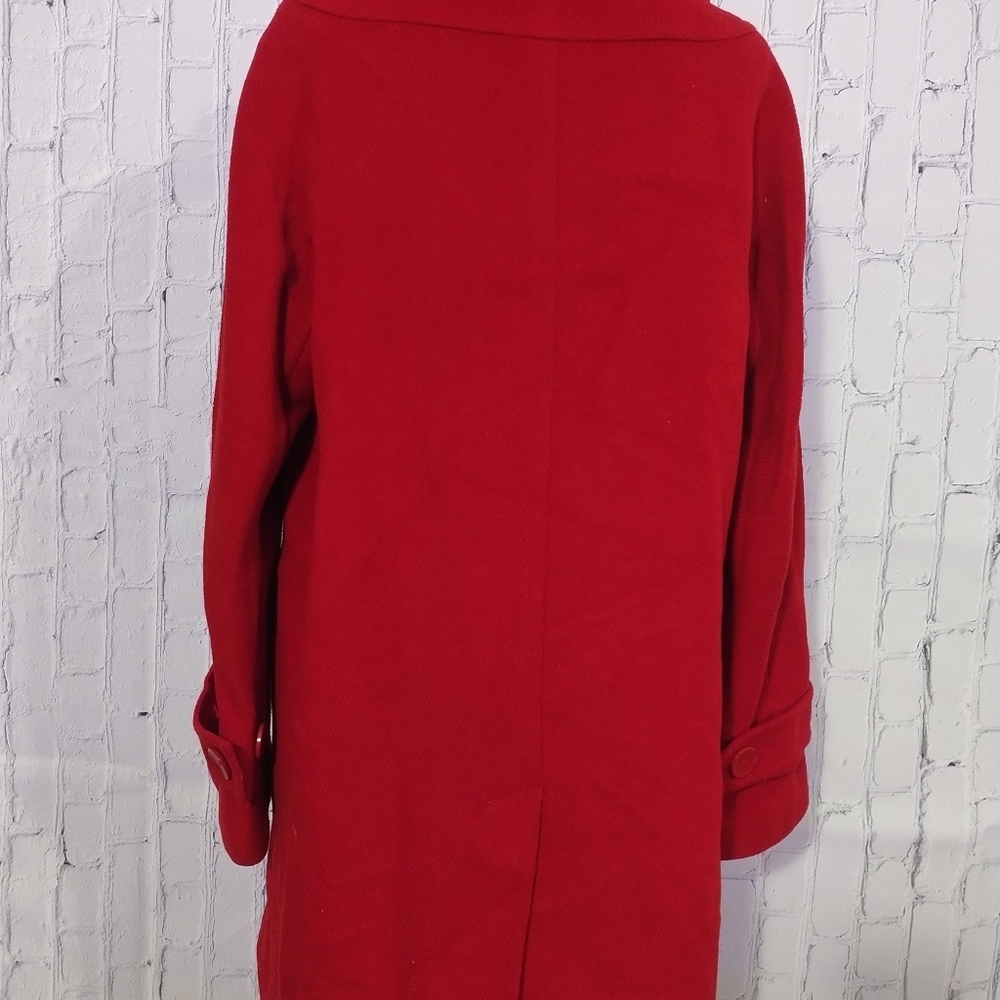 Talbots Stylish Wool Blend Red Button-Up Coat - Picture 4 of 7
